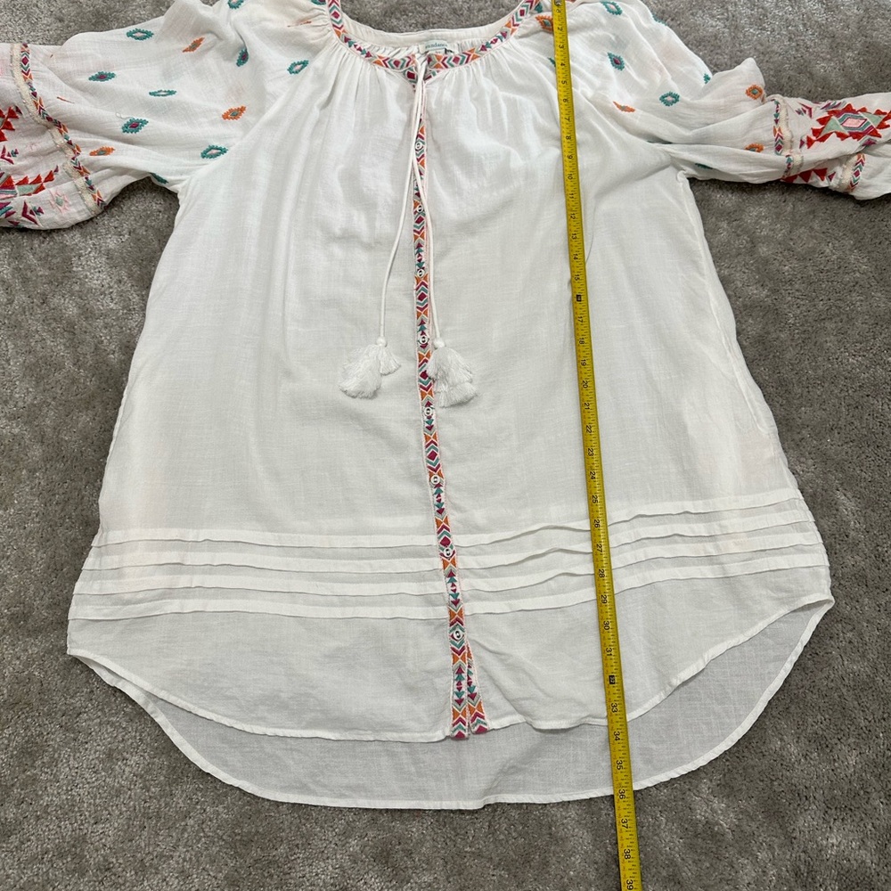 Sundance White Dress Tunic with Colorful Geometric Tribal Embroidery Boho Large - Picture 10 of 13